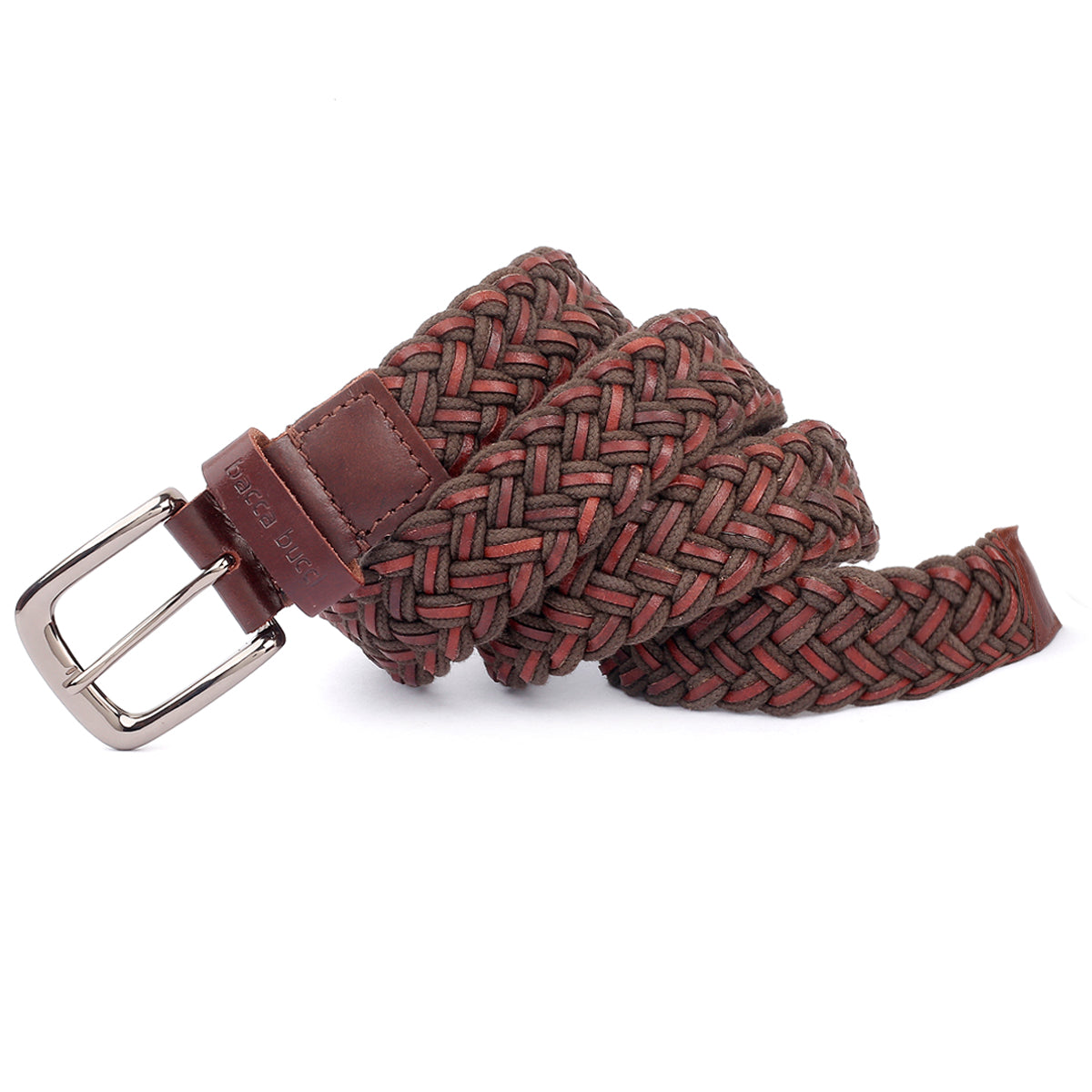 Bacca Bucci Woven leather and Cotton Elastic braided belt for men with Alloy buckle
