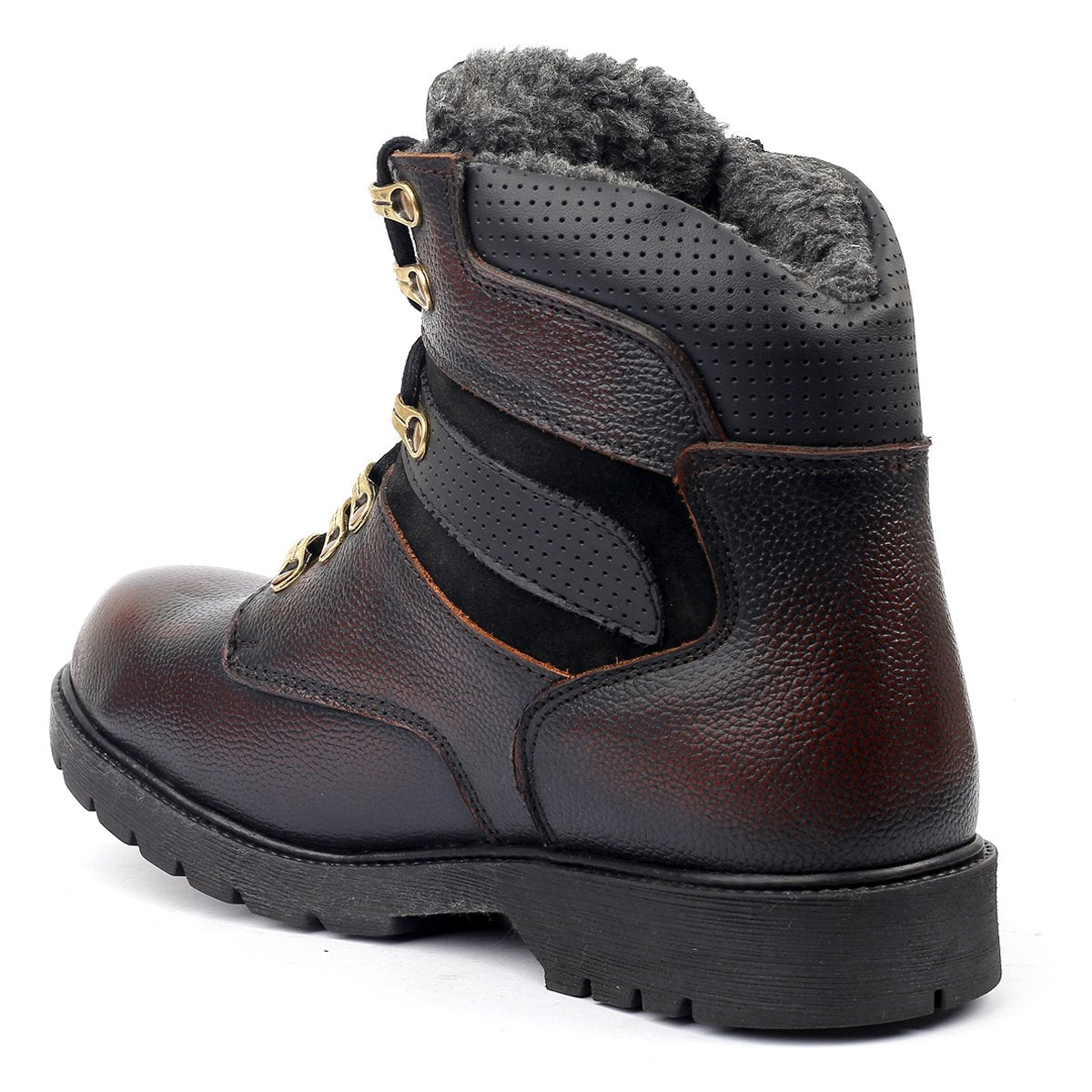 Bacca Bucci 6 inches Steel Toe-Cap genuine Grain Leather Outdoor Snow Boot With FUR - Bacca Bucci