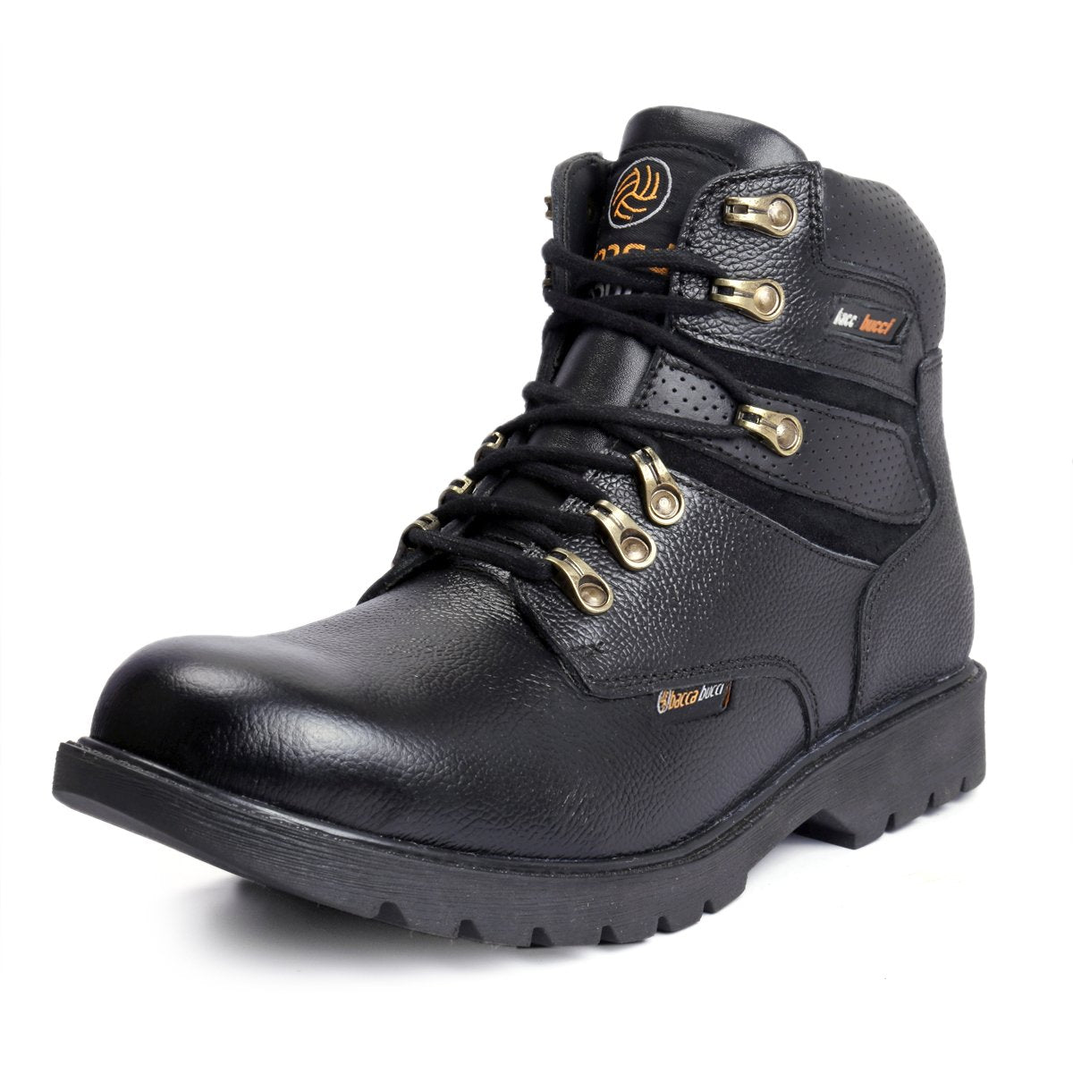 leather boots, leather boots for men, black leather boots, black lace up boots, grain leather outdoor shoes, steel toe cap boots