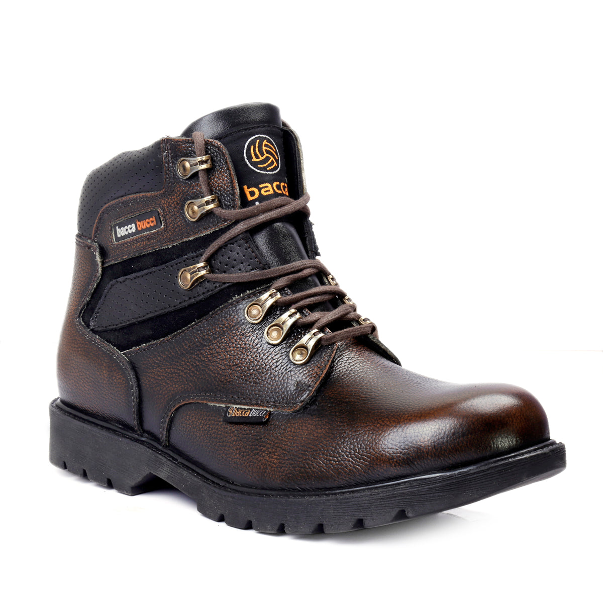 leather boots, leather boots for men, brown leather boots, brown lace up boots, grain leather outdoor shoes, steel toe cap boots