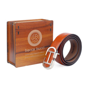 Bacca Bucci Leather Dress/Casual Men Belt with Ostrich Print and Pin Buckle Nickle Free