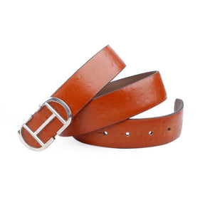 Bacca Bucci Leather Dress/Casual Men Belt with Ostrich Print and Pin Buckle Nickle Free