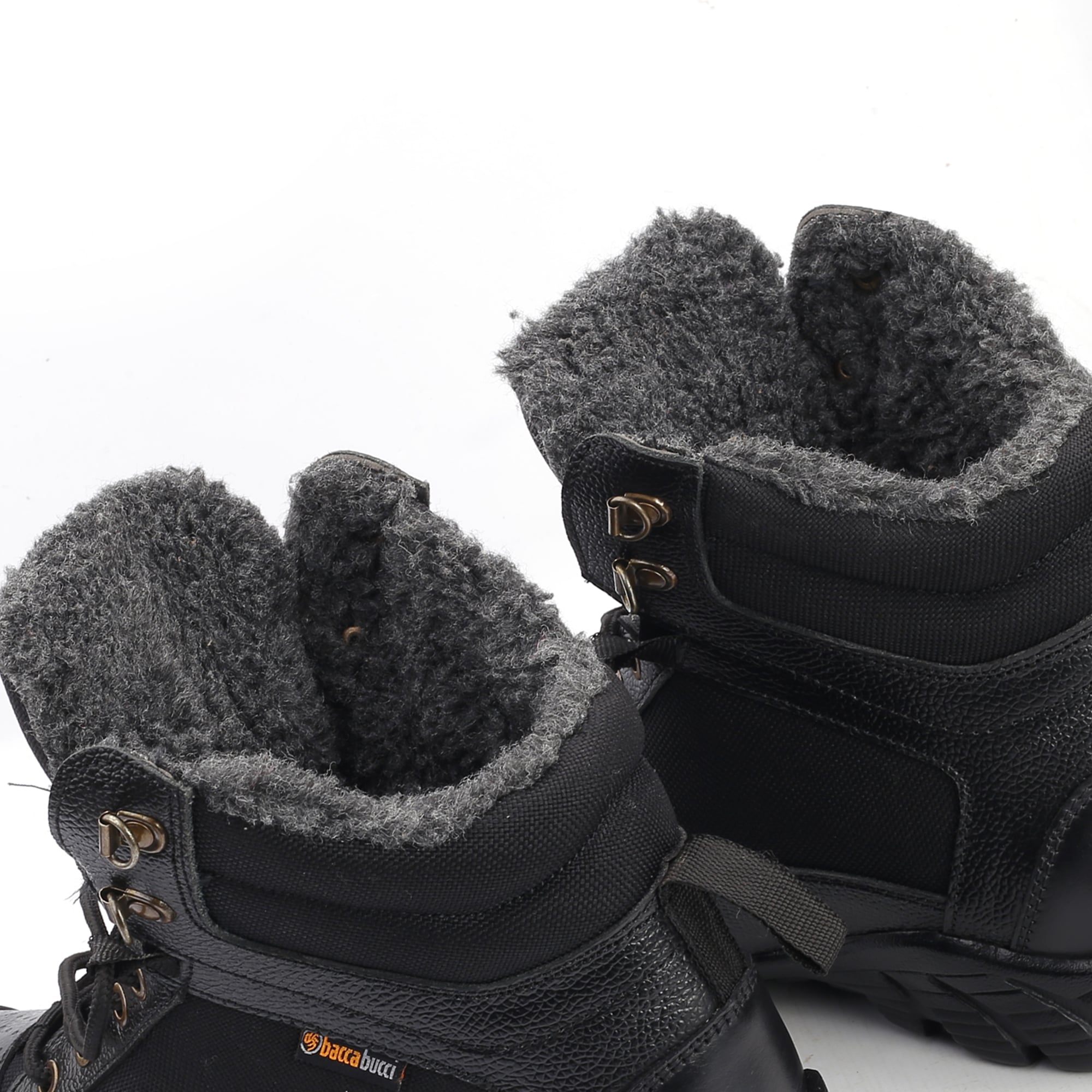 Bacca Bucci Men's LHOTSE Splash-Proof Full-Grain Leather Biker Boots for Trekking, Backpacking & Hiking with Fur