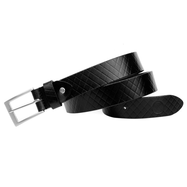 Bacca Bucci Genuine Textured Leather Belt for Casual Jeans & Dress with elegant Steel buckle - Bacca Bucci