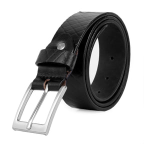 Bacca Bucci Genuine Textured Leather Belt for Casual Jeans & Dress with elegant Steel buckle - Bacca Bucci