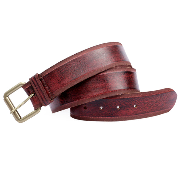 Bacca Bucci Leather Men's Work Belt - Heavy Duty Genuine Leather For Jeans