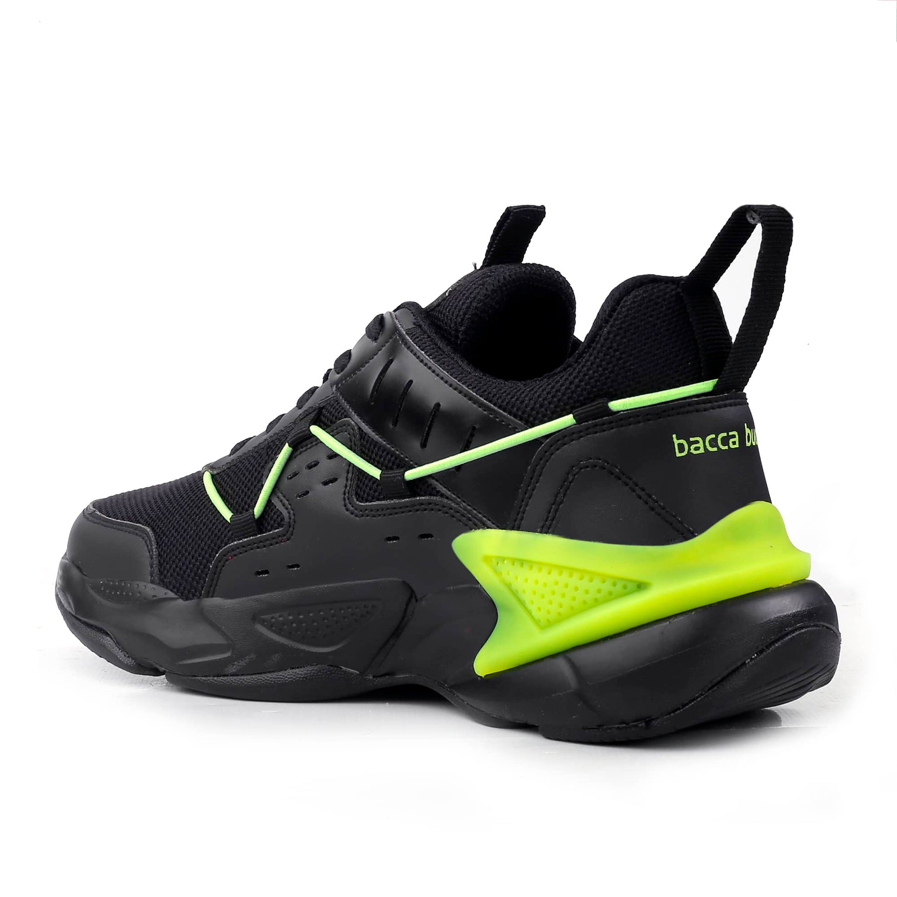 black shoes for men black green neon color