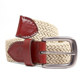 Bacca Bucci Men Elastic Braided Belt Golf Fabric Canvas Woven Stretch Belt with Leather loop Belt - Bacca Bucci