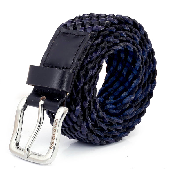 Bacca Bucci Men's Genuine Handmade Braided Leather Belt