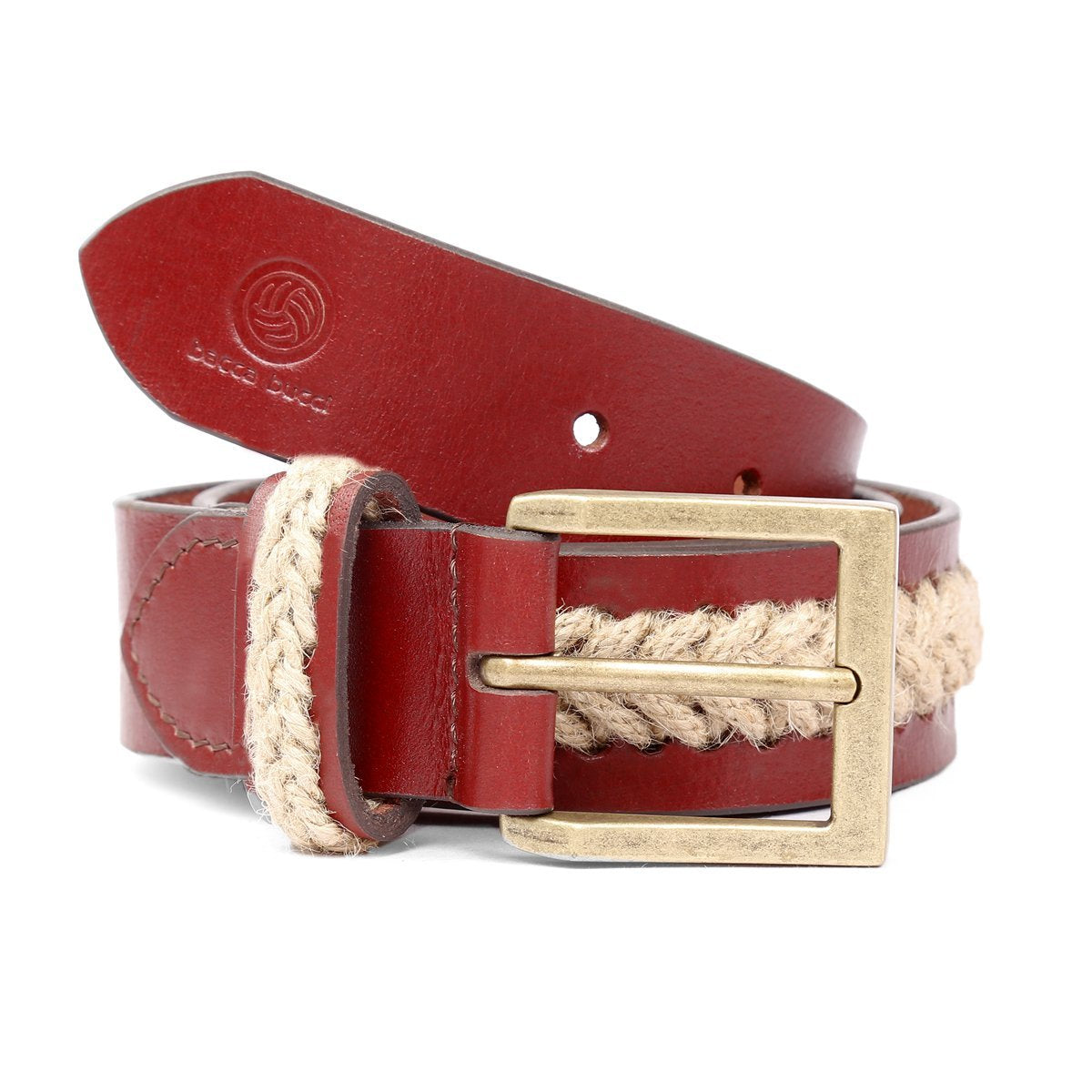 Bacca Bucci® Upgraded Braided Genuine leather Belt With natural Jute - Bacca Bucci