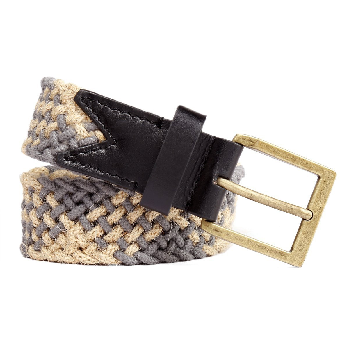 Bacca Bucci upgraded braided stretch belt leather loop Jute weave belt for men - Bacca Bucci