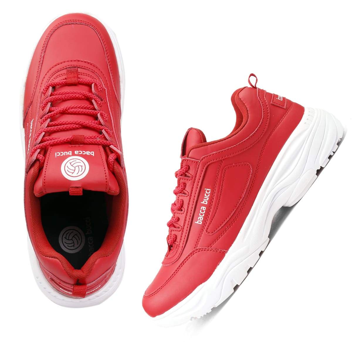 red sports shoes