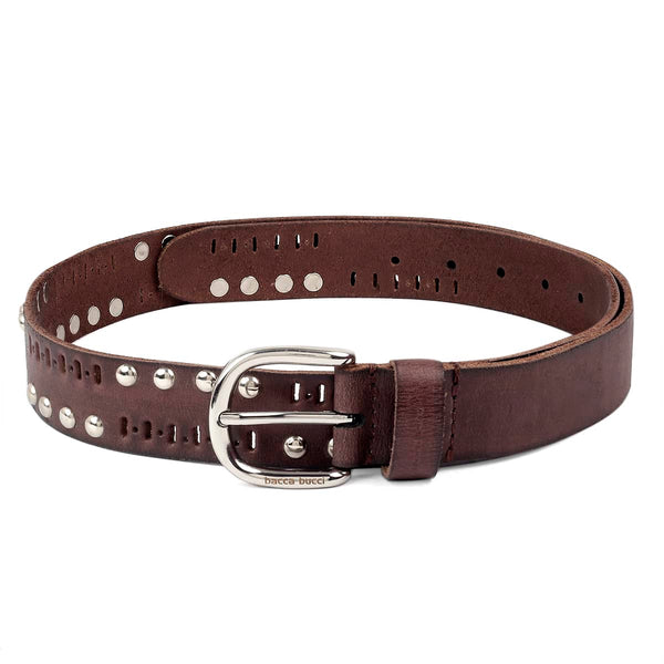 Bacca Bucci Men's Stylish Studded Casual Leather Rivets Belt with Nickle Free Buckle