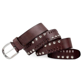 Bacca Bucci Men's Stylish Studded Casual Leather Rivets Belt with Nickle Free Buckle