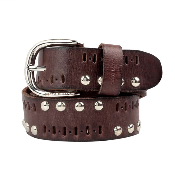 Bacca Bucci Men's Stylish Studded Casual Leather Rivets Belt with Nickle Free Buckle