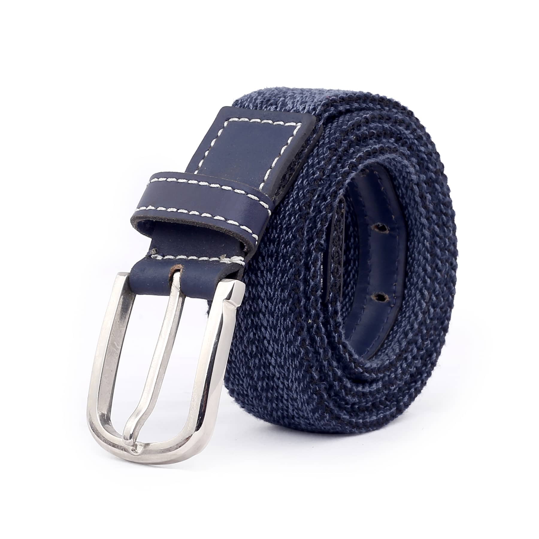 Bacca Bucci Men's Comfort Stretch Casual Fabric Belts-BLUE