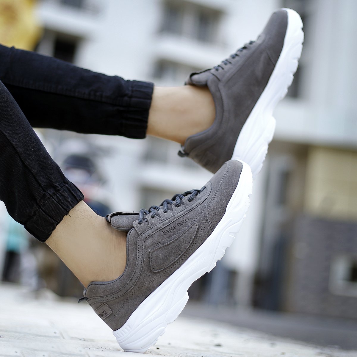 Sports Shoes for Men Grey Fashion Sneakers for Men Bacca Bucci