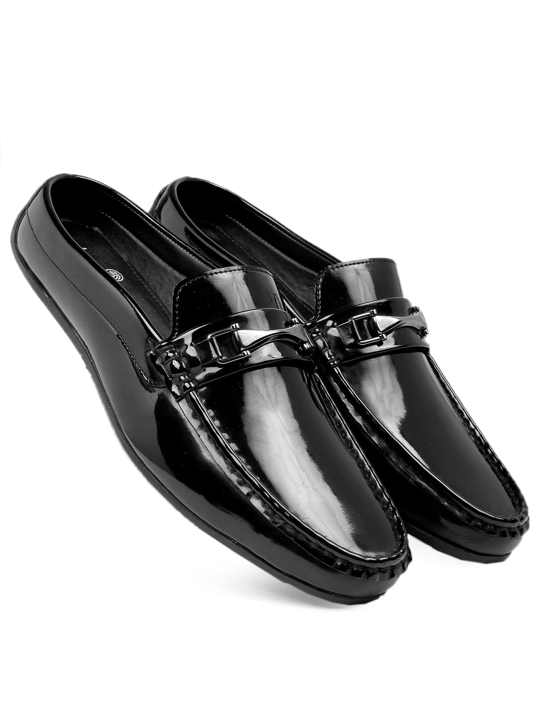 Bacca Bucci JAMBOREE Fashion Mules/Clogs/Backless Loafers for Party/Travel/Office-Shiny Black