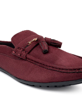 Bacca Bucci JAMBOREE Fashion Mules/Clogs/Backless Loafers for Party/Travel/Office-Velvet Maroon