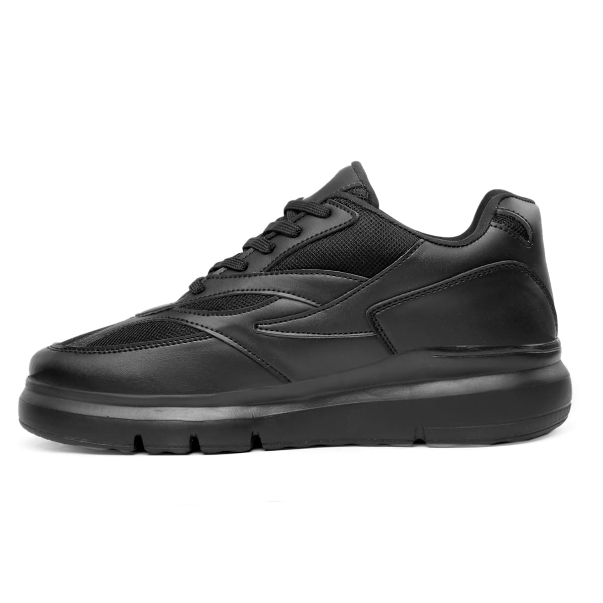 Chunky-sole leather sneakers, black | Sportmax