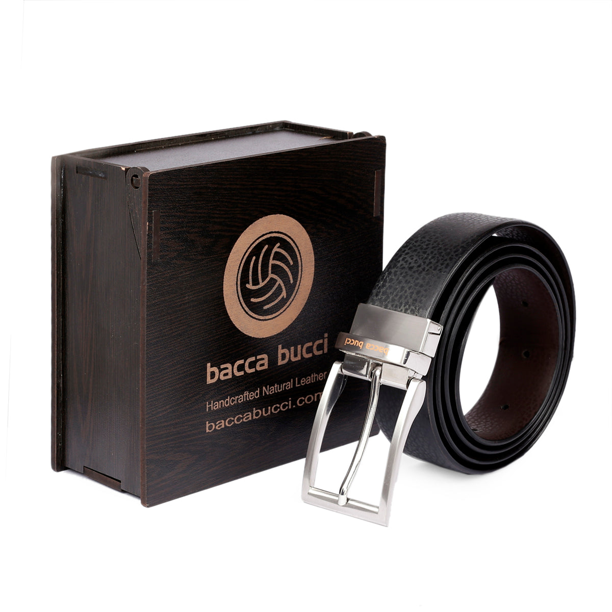 Bacca Bucci Reversible Classic Dress belt with Italian smooth Genuine leather Black & Brown - Bacca Bucci