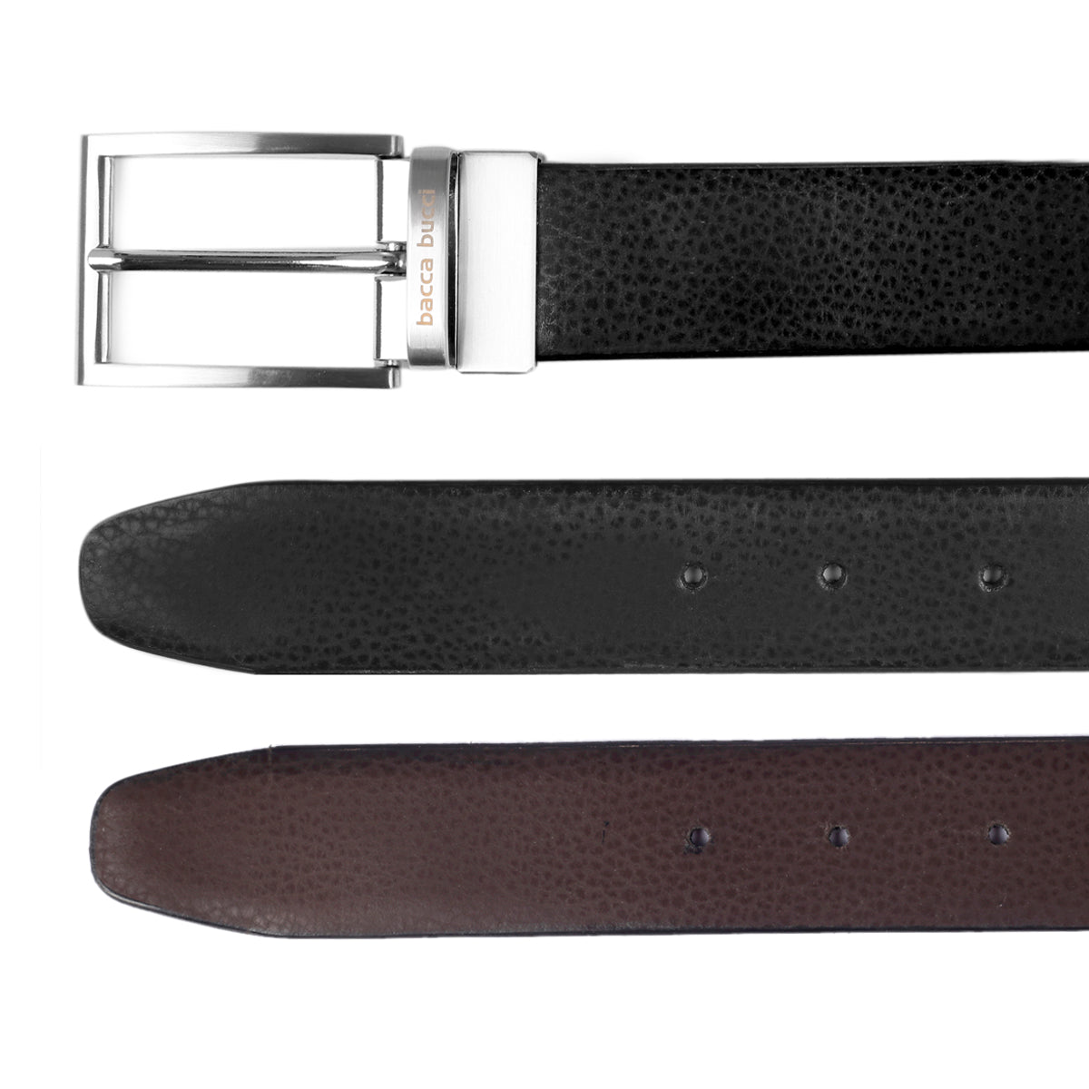 Bacca Bucci Reversible Classic Dress belt with Italian smooth Genuine leather Black & Brown - Bacca Bucci