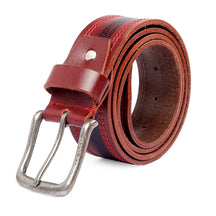 Bacca Bucci Leather Men's Work Belt - Heavy Duty Genuine Full Grain Leather With Buckle -Maroon