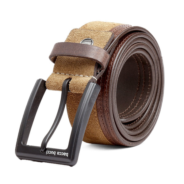 Bacca Bucci dress Belt full Leather & Suede Belt with nickle free Buckle - Bacca Bucci