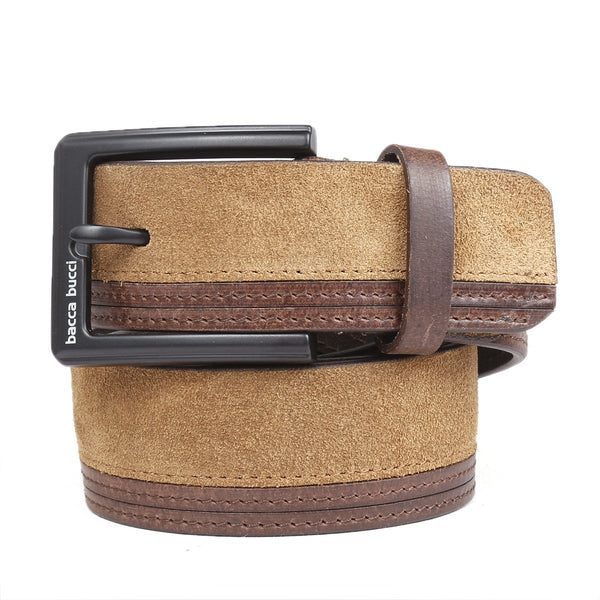 Bacca Bucci dress Belt full Leather & Suede Belt with nickle free Buckle - Bacca Bucci