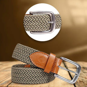 Elastic Braided Belt Golf Fabric Canvas Woven Stretch Belt - Bacca Bucci