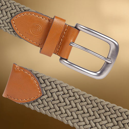 Elastic Braided Belt Golf Fabric Canvas Woven Stretch Belt - Bacca Bucci