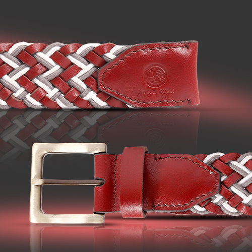 Bacca Bucci Men Web Belt for Men, Braided Elastic and Genuine Leather - Bacca Bucci