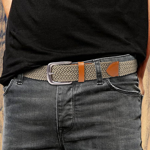 Elastic Braided Belt Golf Fabric Canvas Woven Stretch Belt - Bacca Bucci