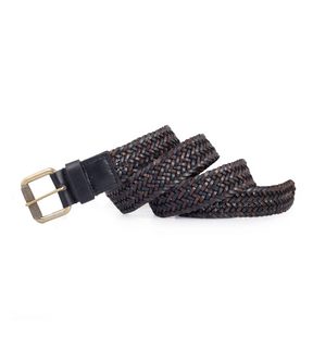 Bacca Bucci Genuine Handmade Braided Leather Belt with Roller Buckle for Men
